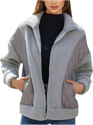 Women's Autumn And Winter New Fashionable Long Sleeved Cardigan Zipper Splicing Women's Coat Fashion Style Women