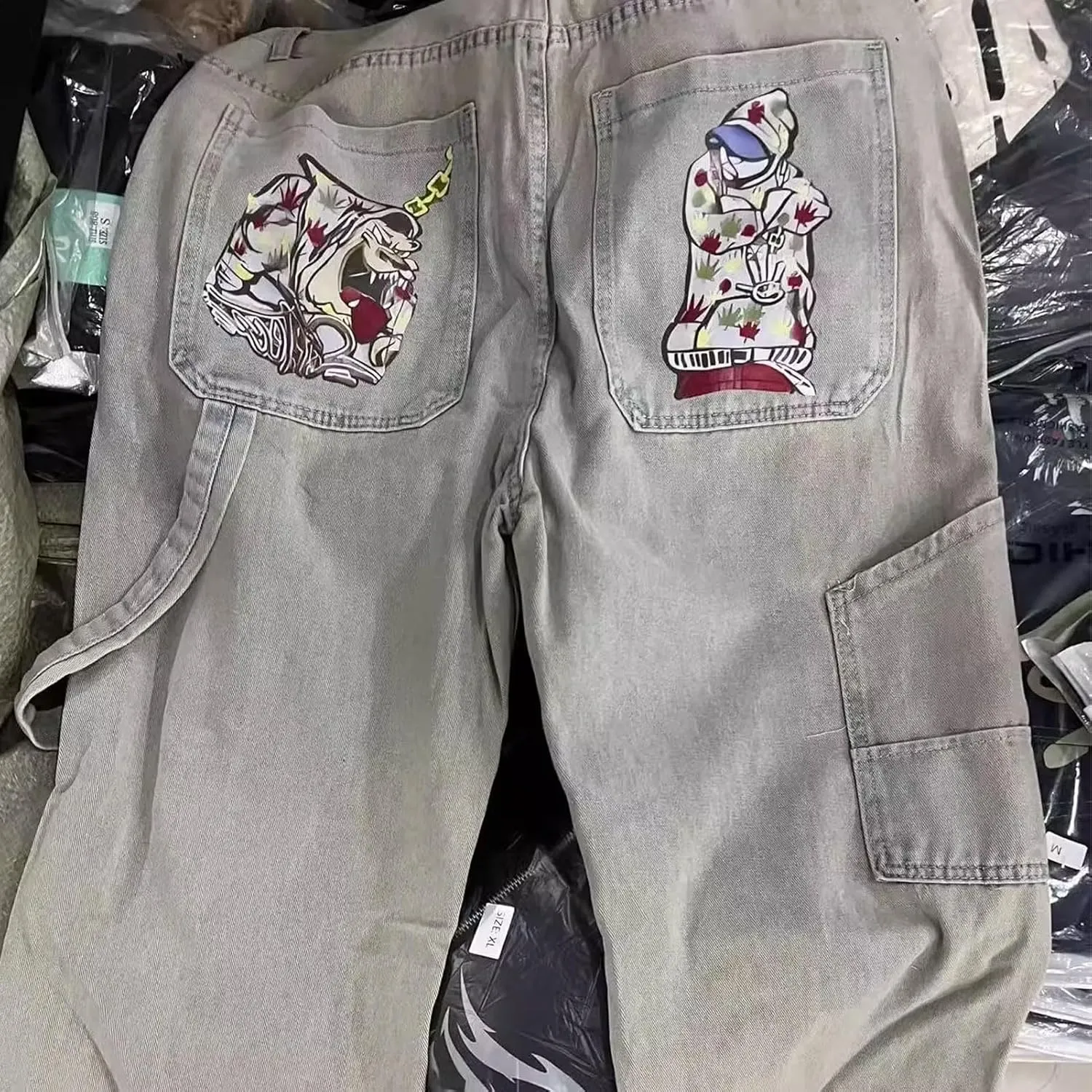 Womens Baggy Jeans Vintage Oversized Pants Aesthetic Hip Hop Jeans Denim Graphic Jean Grunge Pants