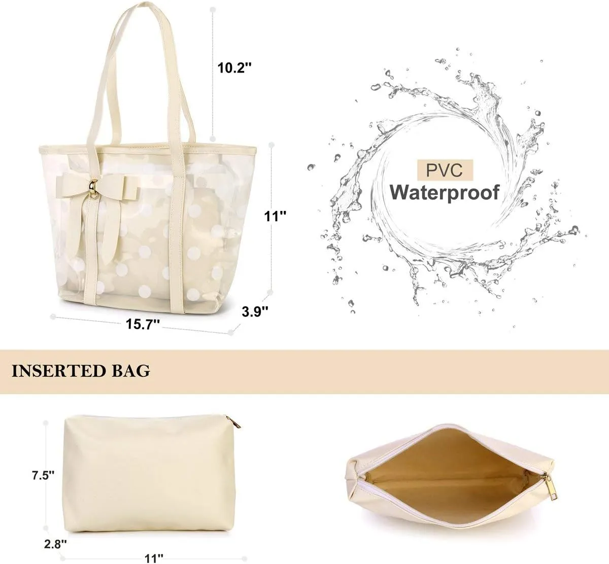 Women's Clear Tote Bags Multi-Use Shoulder bag Handbag Beach bag Shopping Bag