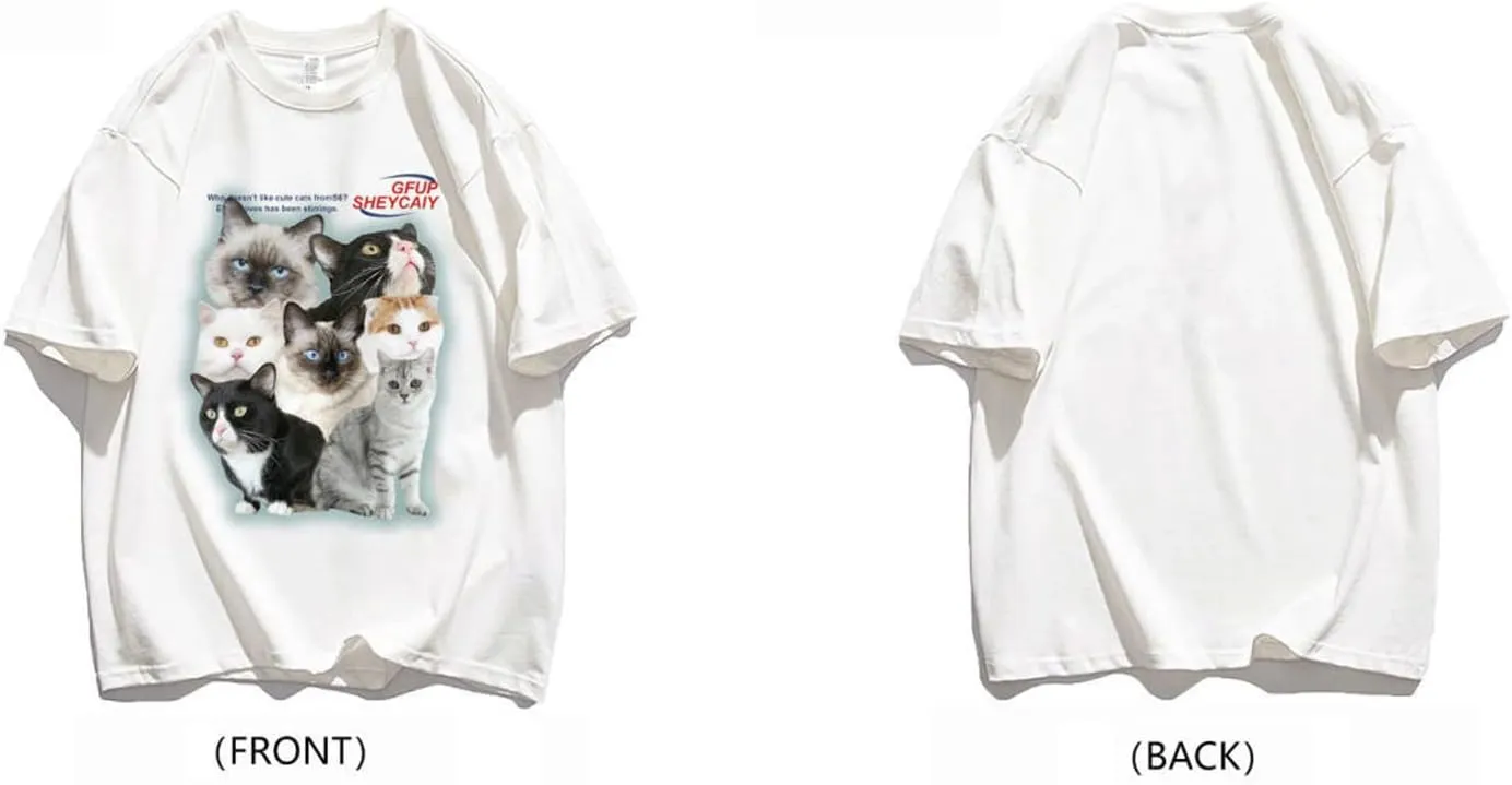 Women's Harajuku Fashion Couple Loose Street Style y2k T-Shirt Cartoon Print Short Sleeve T-Shirt Women's T-Shirt