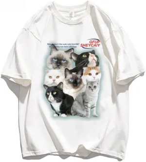 Women's Harajuku Fashion Couple Loose Street Style y2k T-Shirt Cartoon Print Short Sleeve T-Shirt Women's T-Shirt