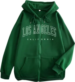 Women's Letter Graphic Print Sweatshirt Cute Los Angeles Oversized Pullover Crewneck Long Sleeve Tops for Teen Girl