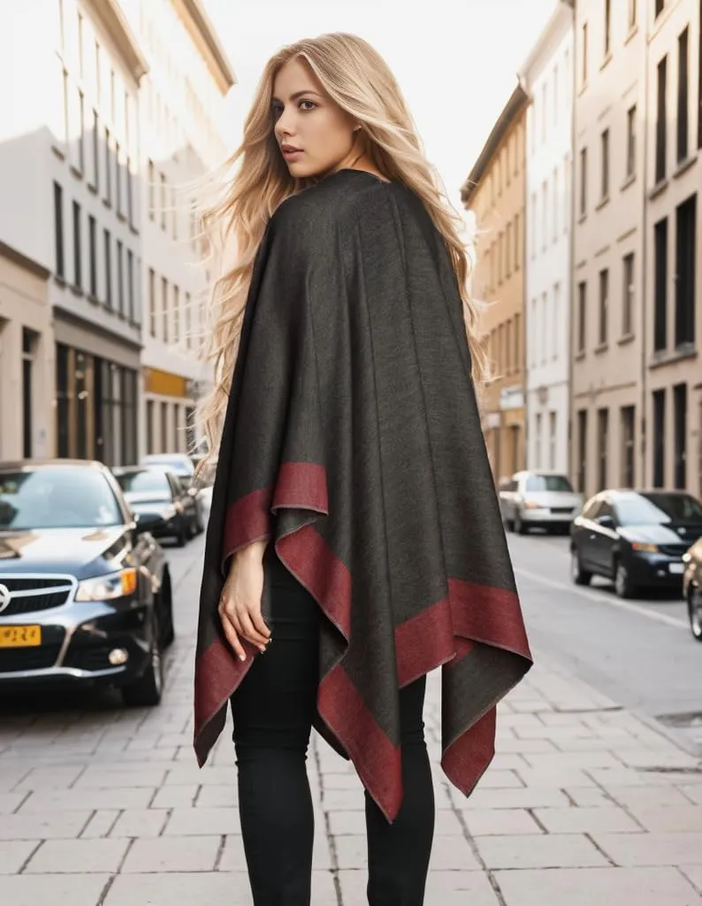 Women's Shawl Wraps Open Front Poncho Cape Oversized Sweaters Casual Cardigan Shawls for Fall Winter