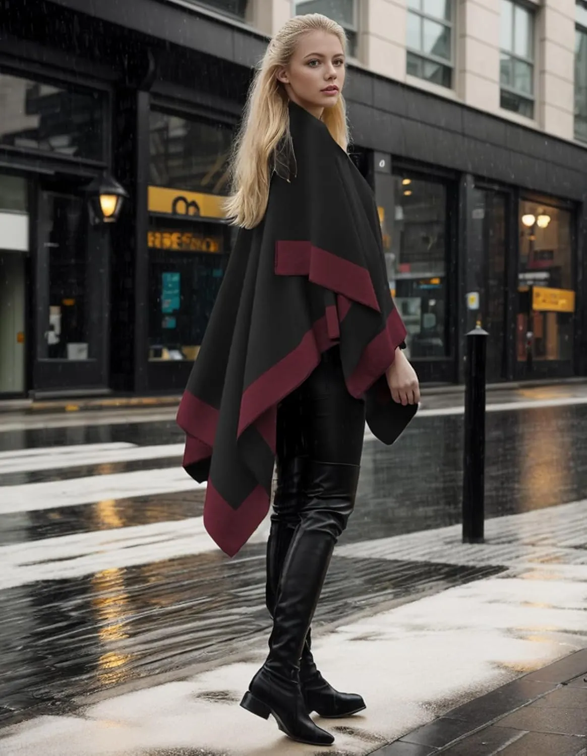 Women's Shawl Wraps Open Front Poncho Cape Oversized Sweaters Casual Cardigan Shawls for Fall Winter