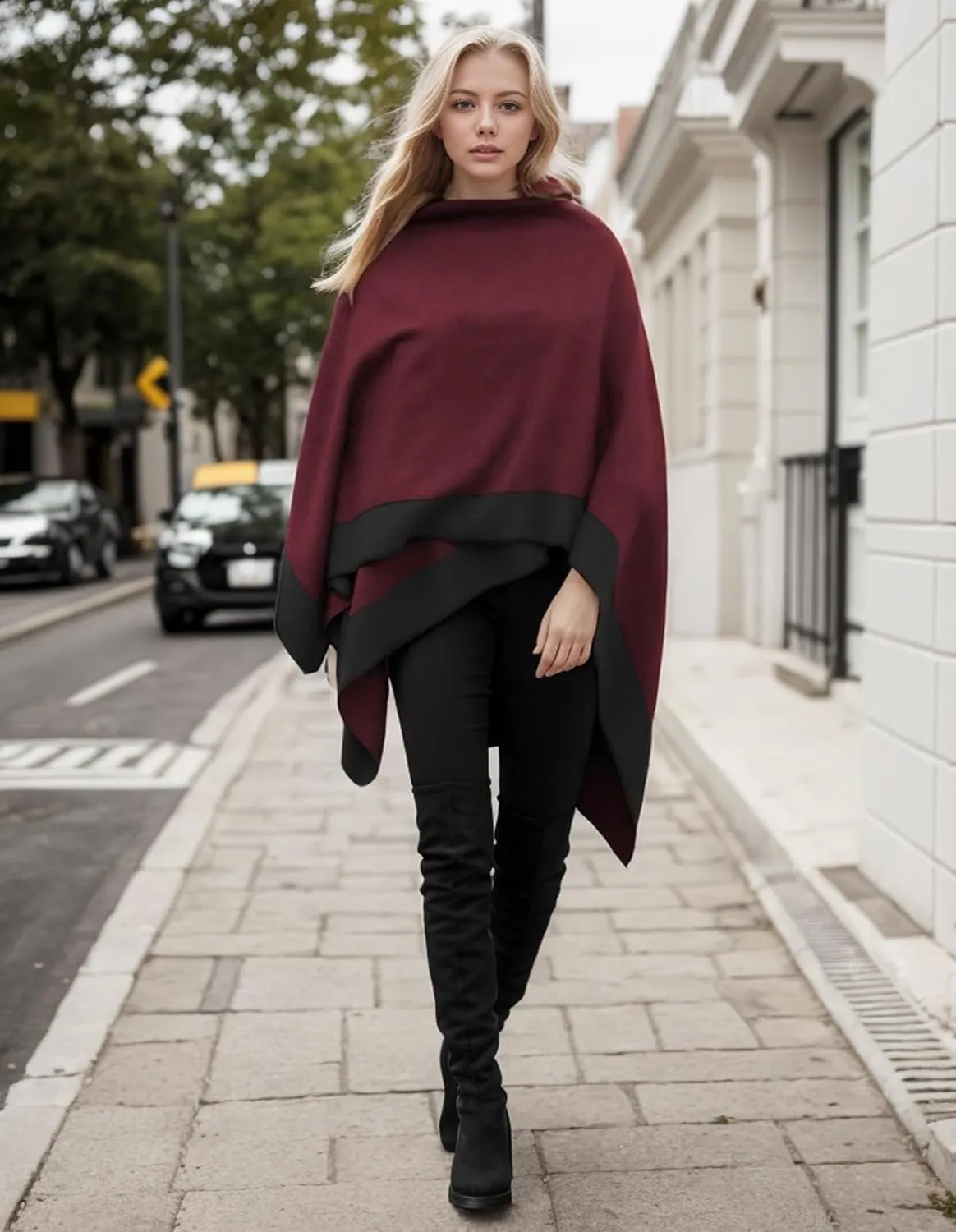 Women's Shawl Wraps Open Front Poncho Cape Oversized Sweaters Casual Cardigan Shawls for Fall Winter