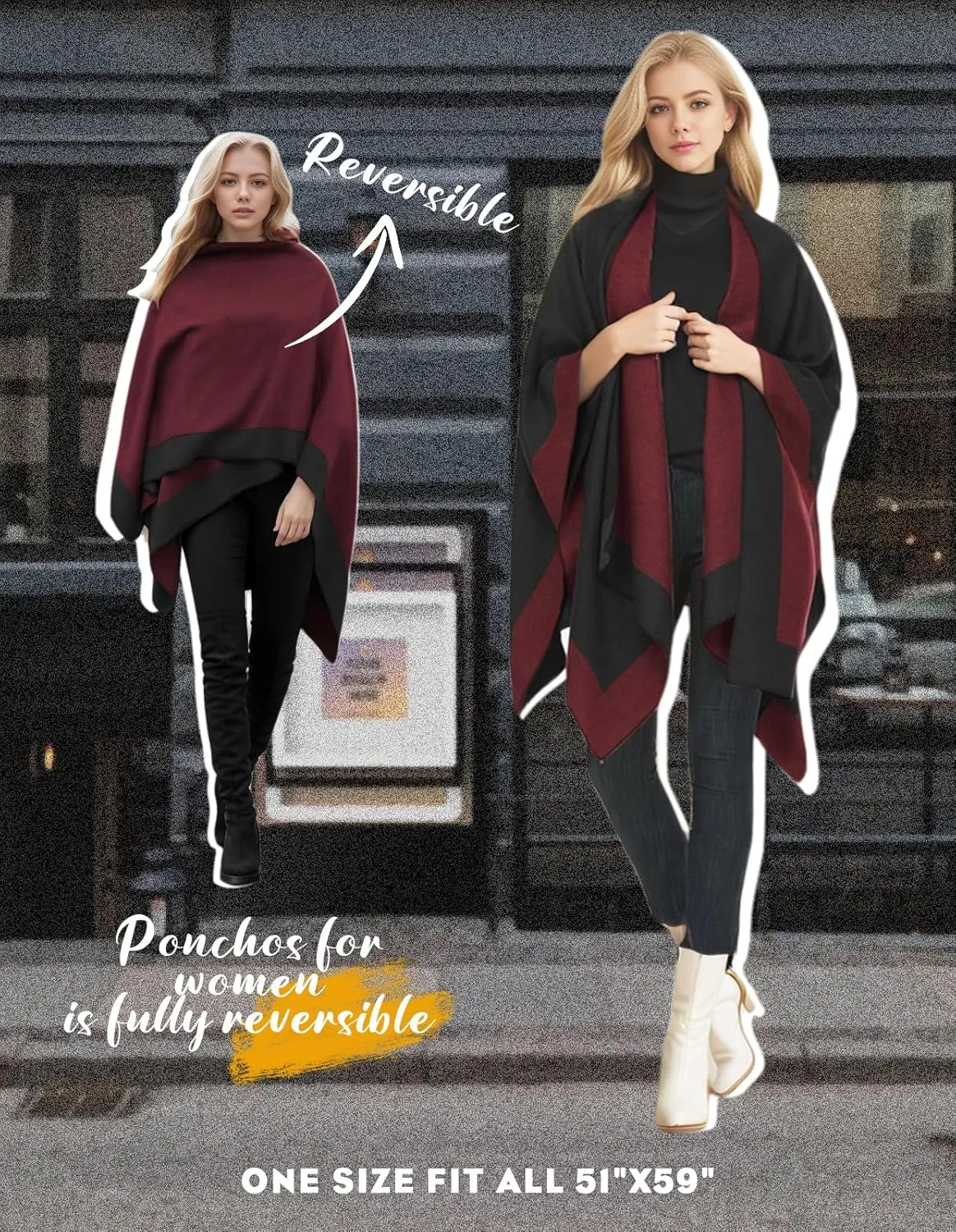 Women's Shawl Wraps Open Front Poncho Cape Oversized Sweaters Casual Cardigan Shawls for Fall Winter