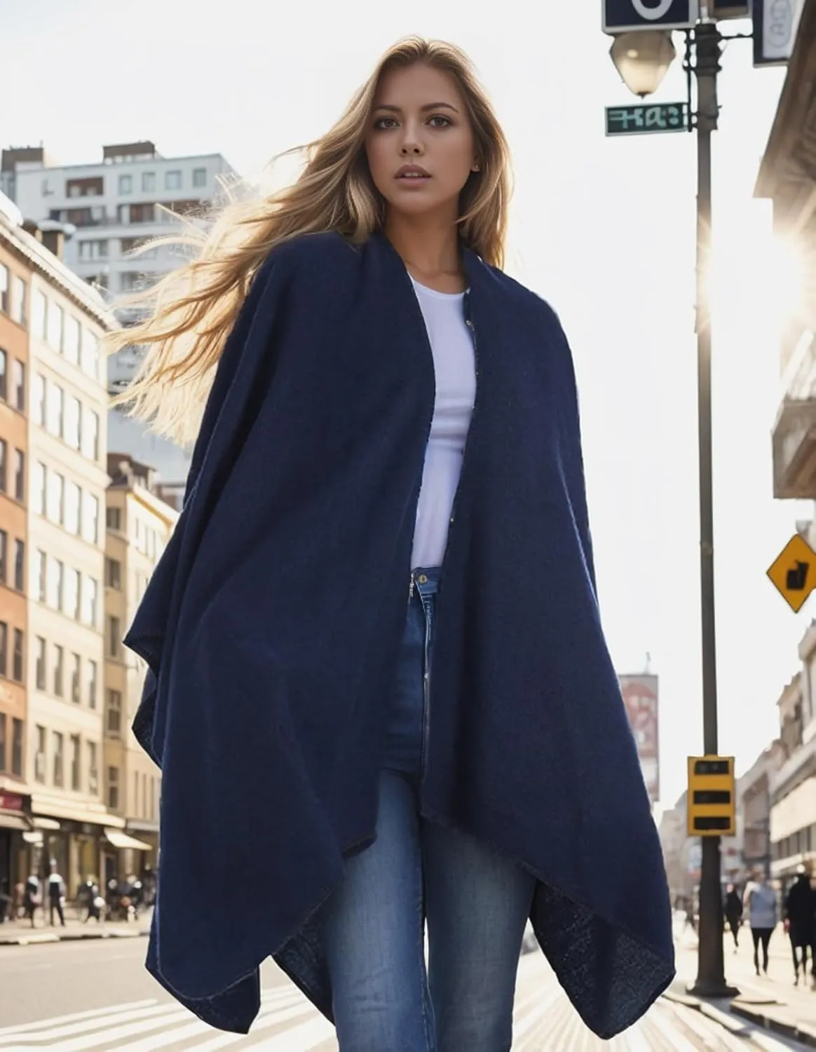Women's Shawl Wraps Open Front Travel Poncho Cape Warm Oversized Plaid Sweaters Casual Cardigan Shawls