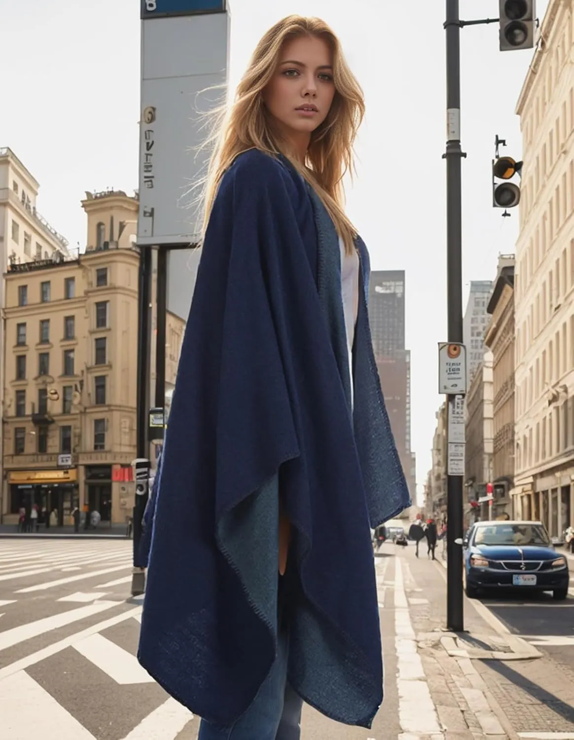 Women's Shawl Wraps Open Front Travel Poncho Cape Warm Oversized Plaid Sweaters Casual Cardigan Shawls