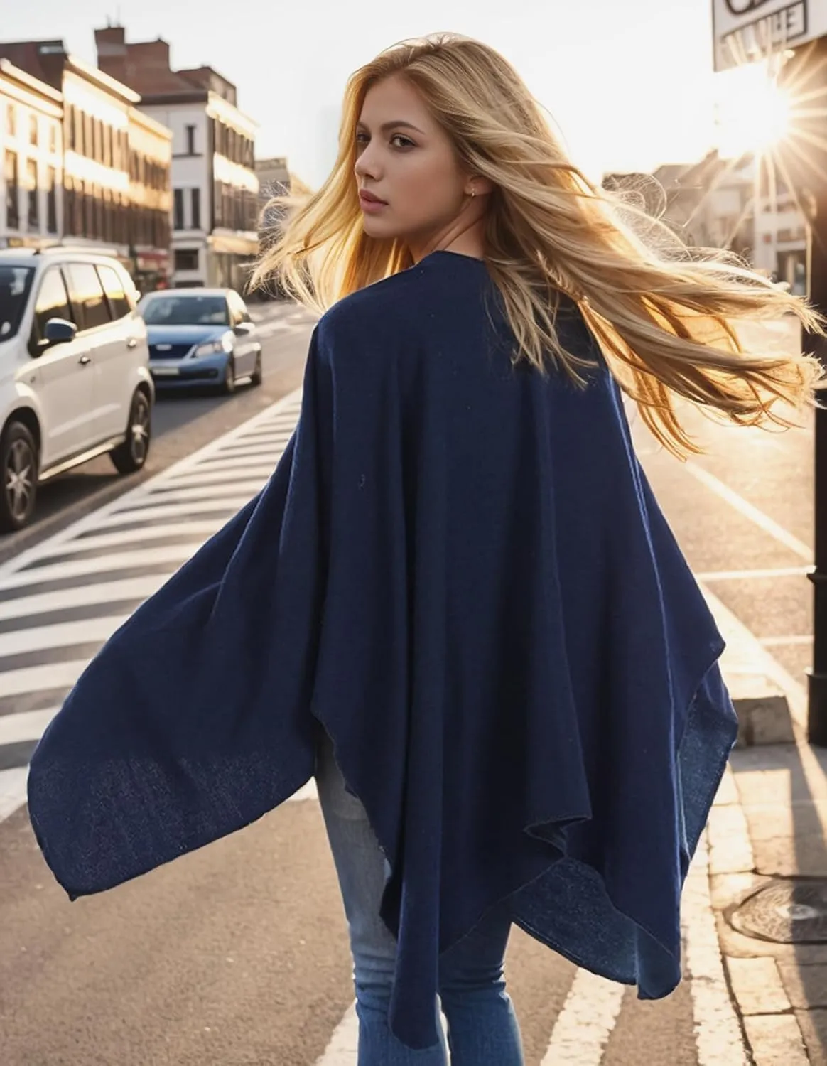 Women's Shawl Wraps Open Front Travel Poncho Cape Warm Oversized Plaid Sweaters Casual Cardigan Shawls