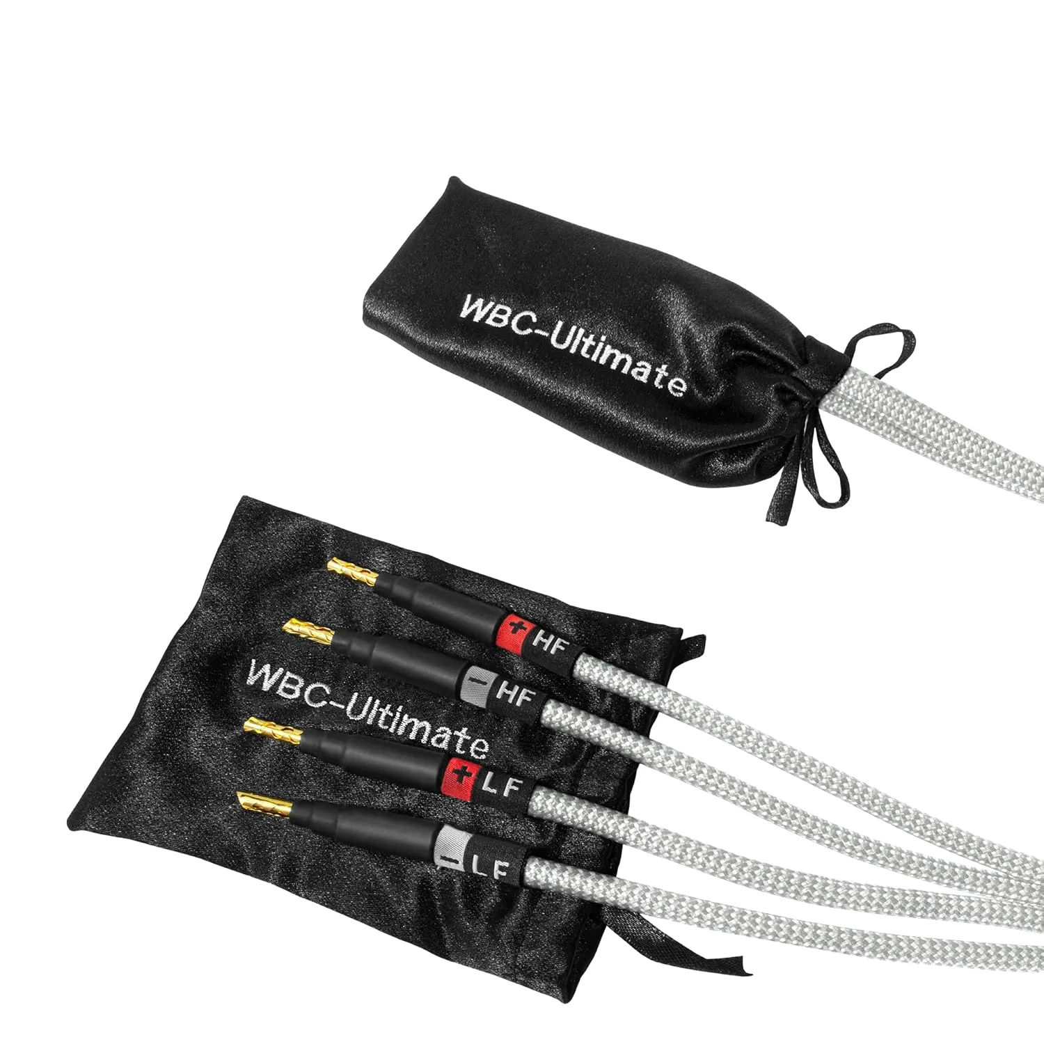 WORLDS BEST CABLES 6 Foot Ultimate - 9 AWG - Ultra-Pure OFC - Premium Audiophile HiFi Bi-Wire Speaker Cable Pair with Eminence Gold Banana Plugs & Silver Tweed Jacket