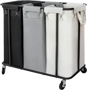 WOWLIVE Laundry Hamper with Wheels 260L Rolling Laundry Basket 3 Section Organizer Laundry Cart with Steel Frame and Removable Bags Large Dirty Clothes Hamper Dorm Room Storage for Bedroom