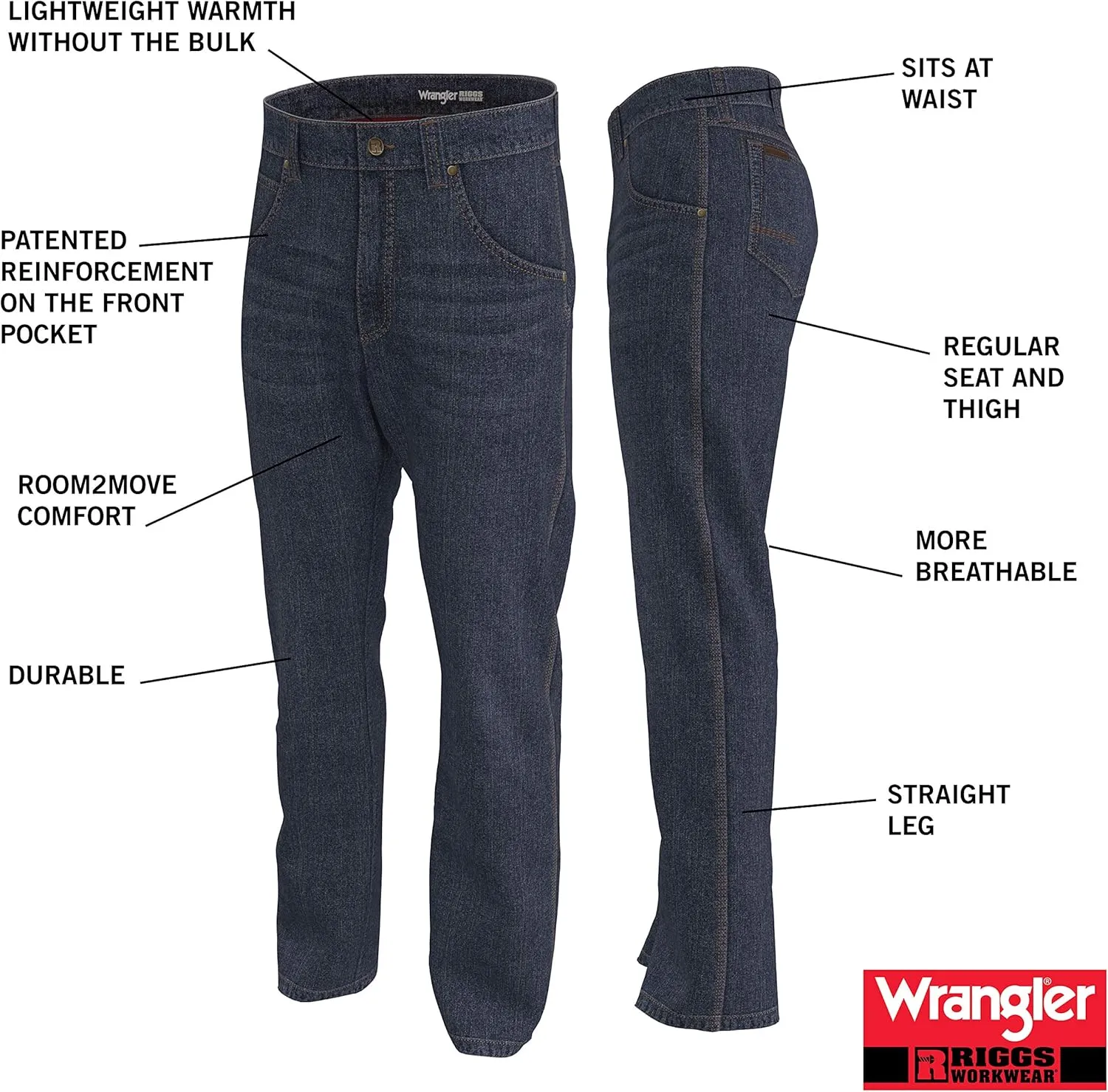 Wrangler Men's Five Pocket Single Layer Insulated Jean