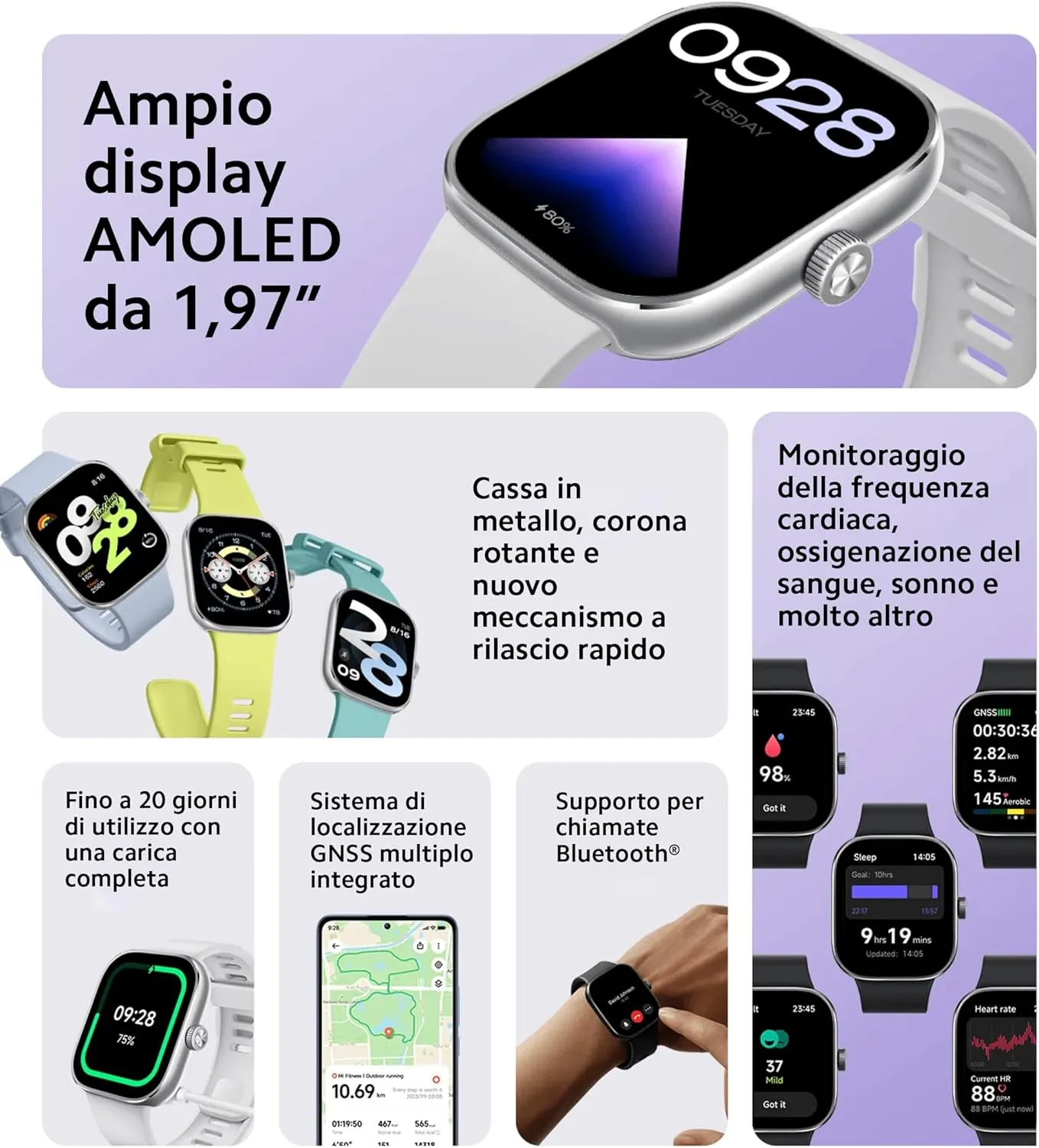 Xiaomi Redmi Watch 4 Smartwatch with 1.97" AMOLED Display with 390 x 450 Pixels and 60Hz, up to 20 Days Battery Life, HyperOS, Heart Rate and Blood Oxygen Measurements