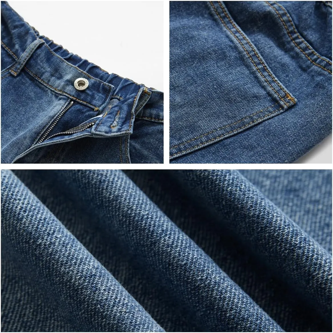 Y2k Baggy Jeans Men Women Loose Fit Hip Hop Jeans Vintage Casual Skater Pants Wide Leg Half Elastic Waist Denim Jeans