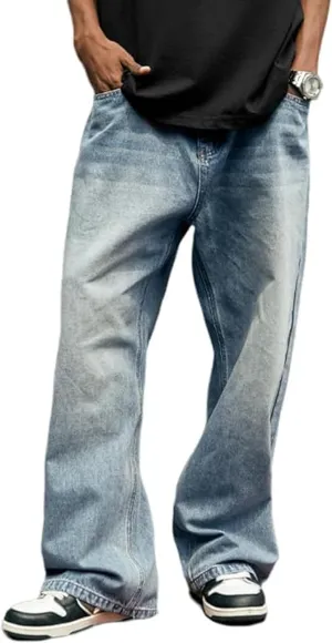 Y2k Baggy Jeans Mens Denim Jeans Wide Leg Pants Hip Hop Skater Jeans Oversized Vintage Streetwear