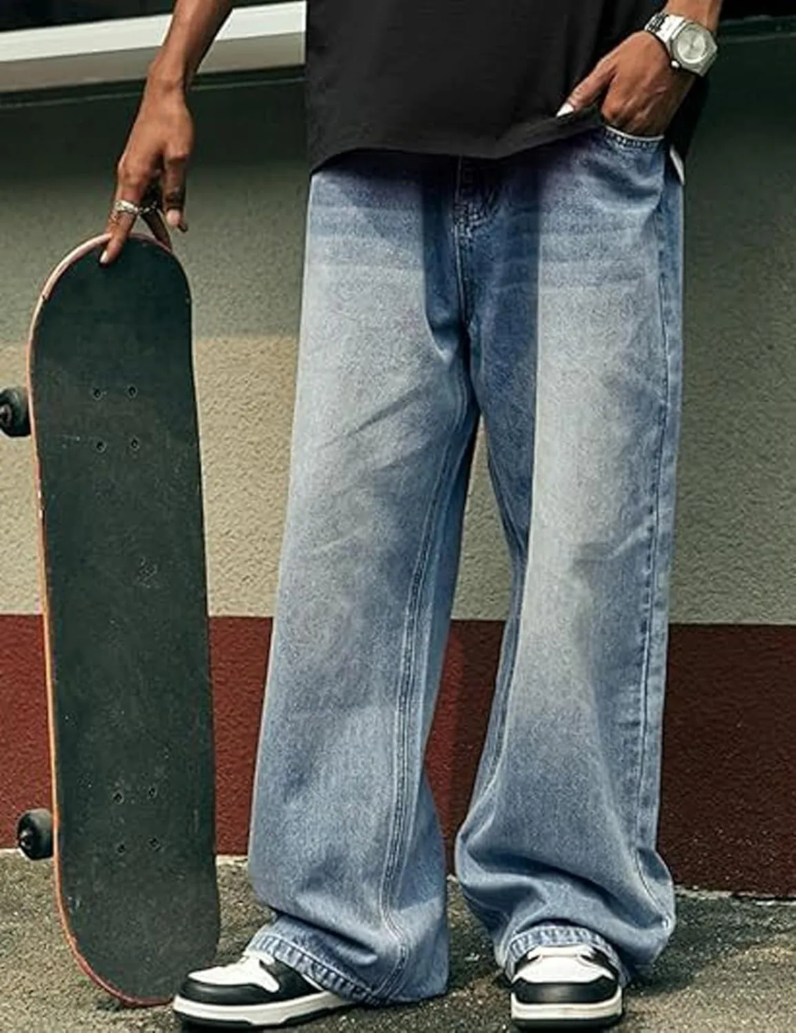 Y2k Baggy Jeans Mens Denim Jeans Wide Leg Pants Hip Hop Skater Jeans Oversized Vintage Streetwear