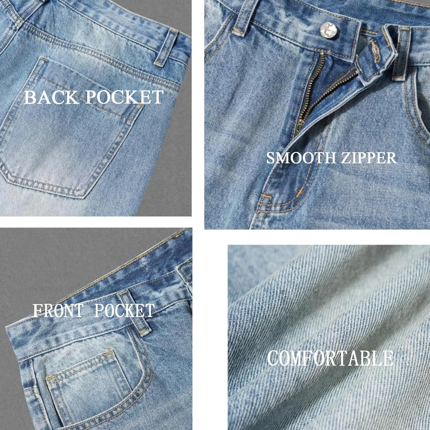 Y2k Baggy Jeans Mens Denim Jeans Wide Leg Pants Hip Hop Skater Jeans Oversized Vintage Streetwear