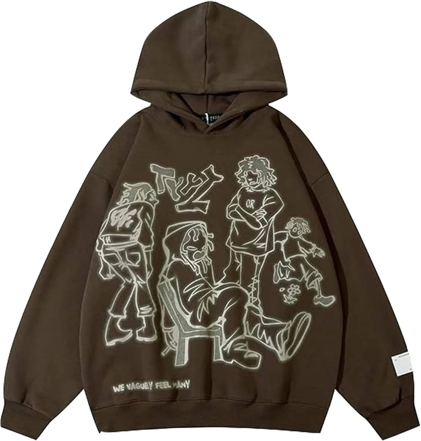 Y2k Mens Graphic Oversized Hip Hop Streetwear Casual Hoodie Cartoon Character Print Hoodies Hooded Sweatshirt