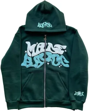 Y2K Zip Up Hoodies Puff Print Grunge Graphic Jackets Hip Hop Streetwear Sweatshirts Unisex