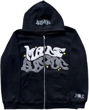 Y2K Zip Up Hoodies Puff Print Grunge Graphic Jackets Hip Hop Streetwear Sweatshirts Unisex