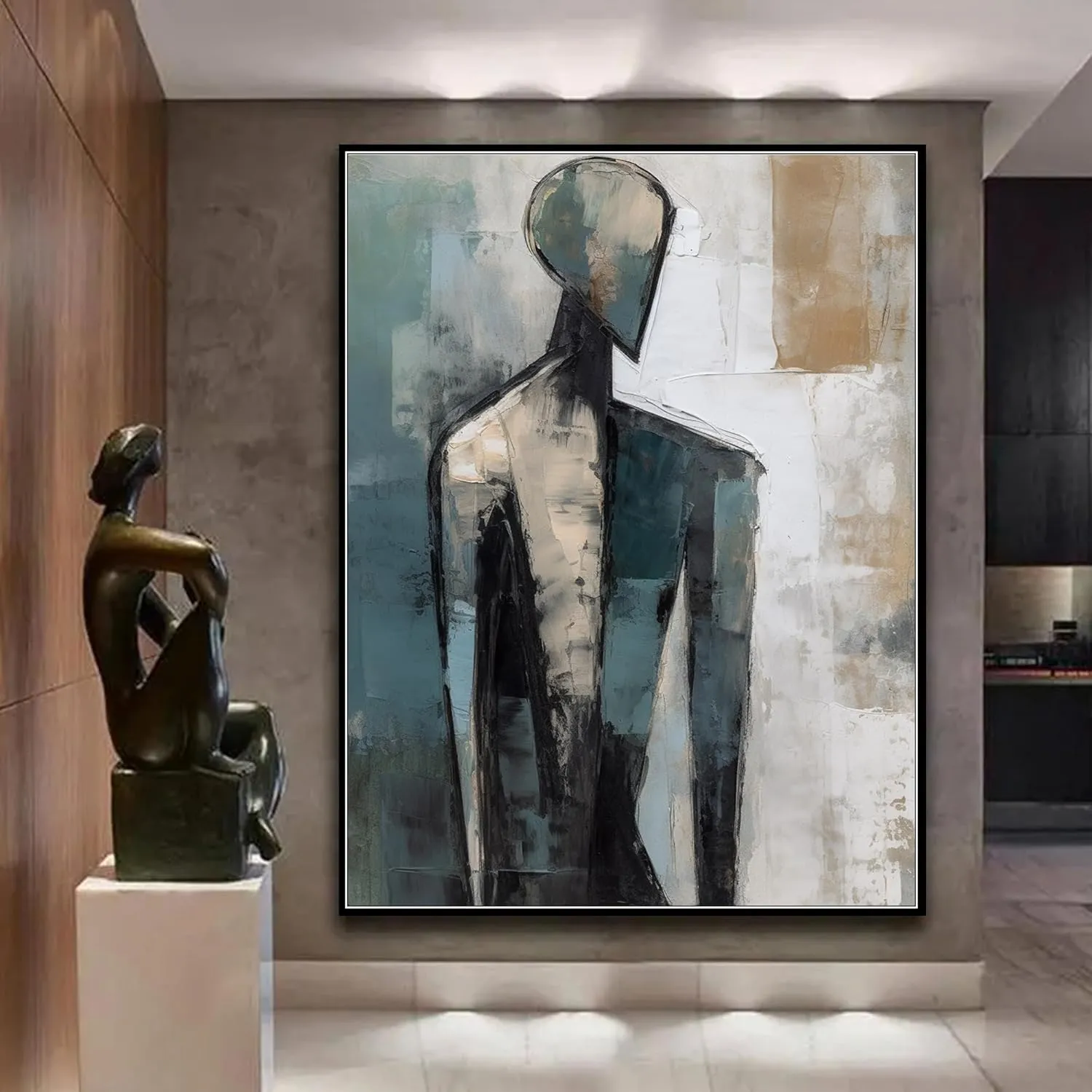 Yahedoba Abstract texture figure oil paintings, hand-painted color acrylic hangings,122 * 81cm(48 * 32) Inches,Unstretched,Frameless