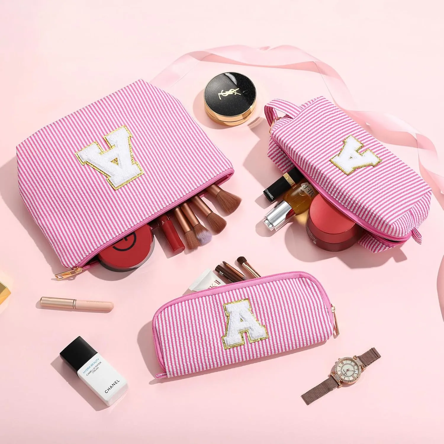 YOOLIFE Personalized Makeup Bag for Women, Initial Make Up Bag Travel Makeup Bag for Women Mom Birthday Gifts Cosmetic Bag Makeup Bag Birthday Gifts for Women Niece Gifts Teen Girl Gift for Her E