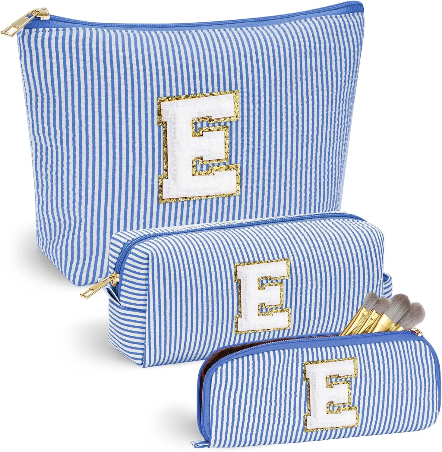 YOOLIFE Personalized Makeup Bag for Women, Initial Make Up Bag Travel Makeup Bag for Women Mom Birthday Gifts Cosmetic Bag Makeup Bag Birthday Gifts for Women Niece Gifts Teen Girl Gift for Her E