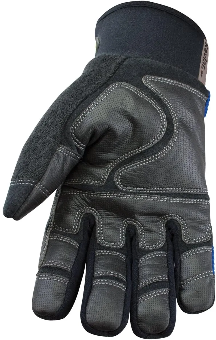 Youngstown Glove Cut Resistant Waterproof Synthetic Work Gloves For Men-Kevlar Lined,Insulated for Winter/Cold-Blue,Medium