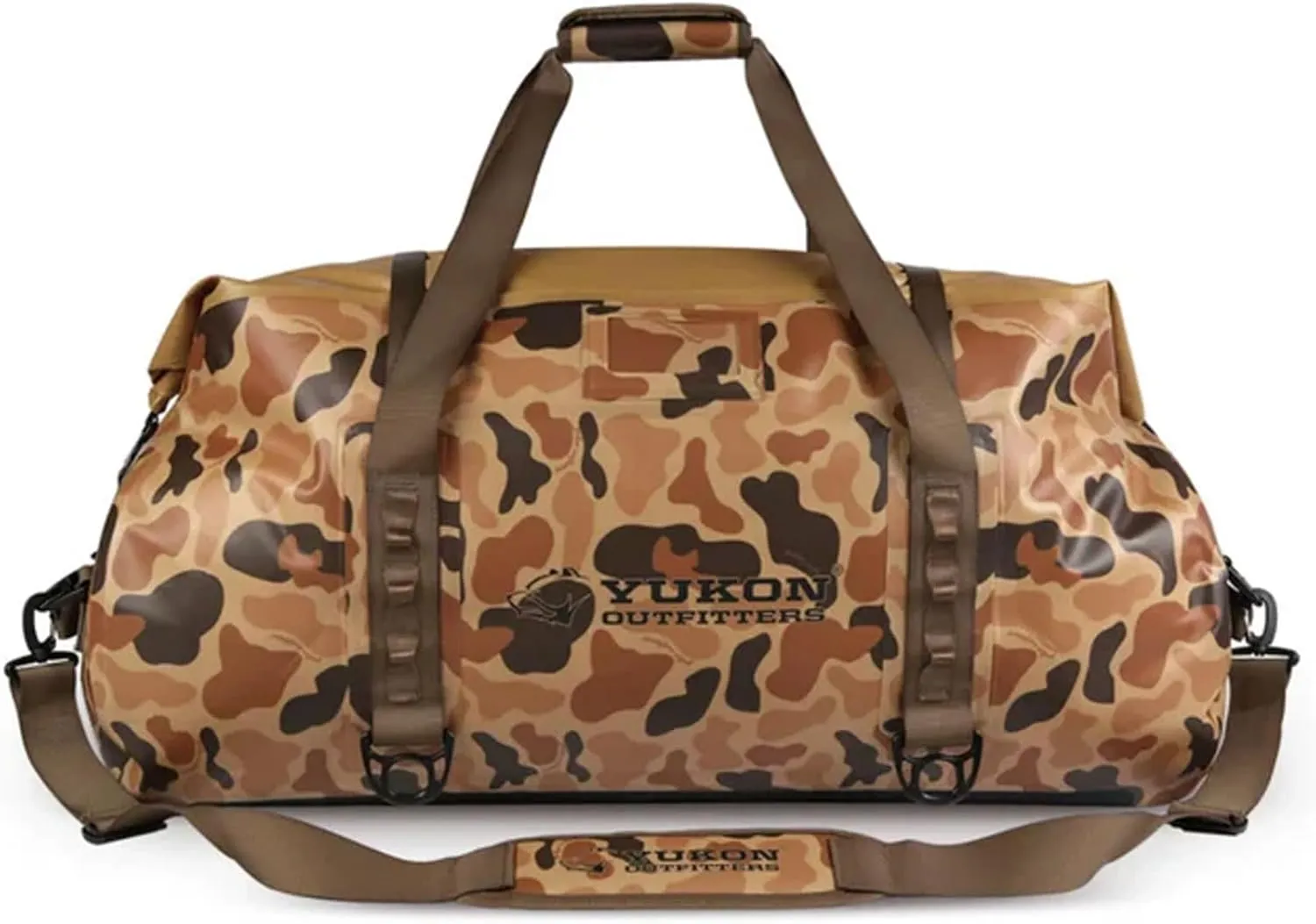 Yukon Outfitters High Country Dry 100L Duffel | Waterproof Roll-Top Gear Bag with Welded Seams, TPU Shell & MOLLE Attachments - Vintage Camo