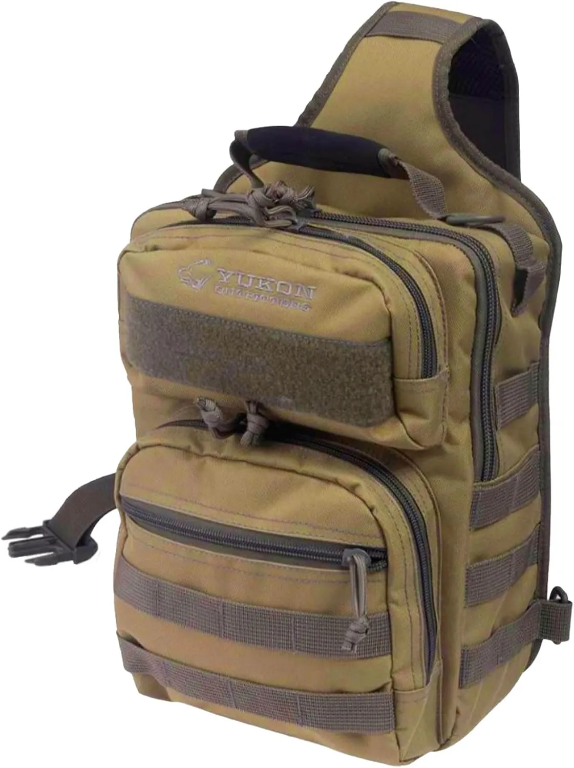 Yukon Outfitters Scout Sling Pack - EDC Hiking Outdoor Urban Ergonomic Spacious Tactical One-Shoulder Backpack with Ambidextrous Carry Sling, Coyote/Foliage