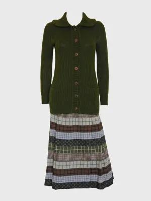 YVES SAINT LAURENT Fall 1976 Documented Cardigan & Midi Skirt Set
