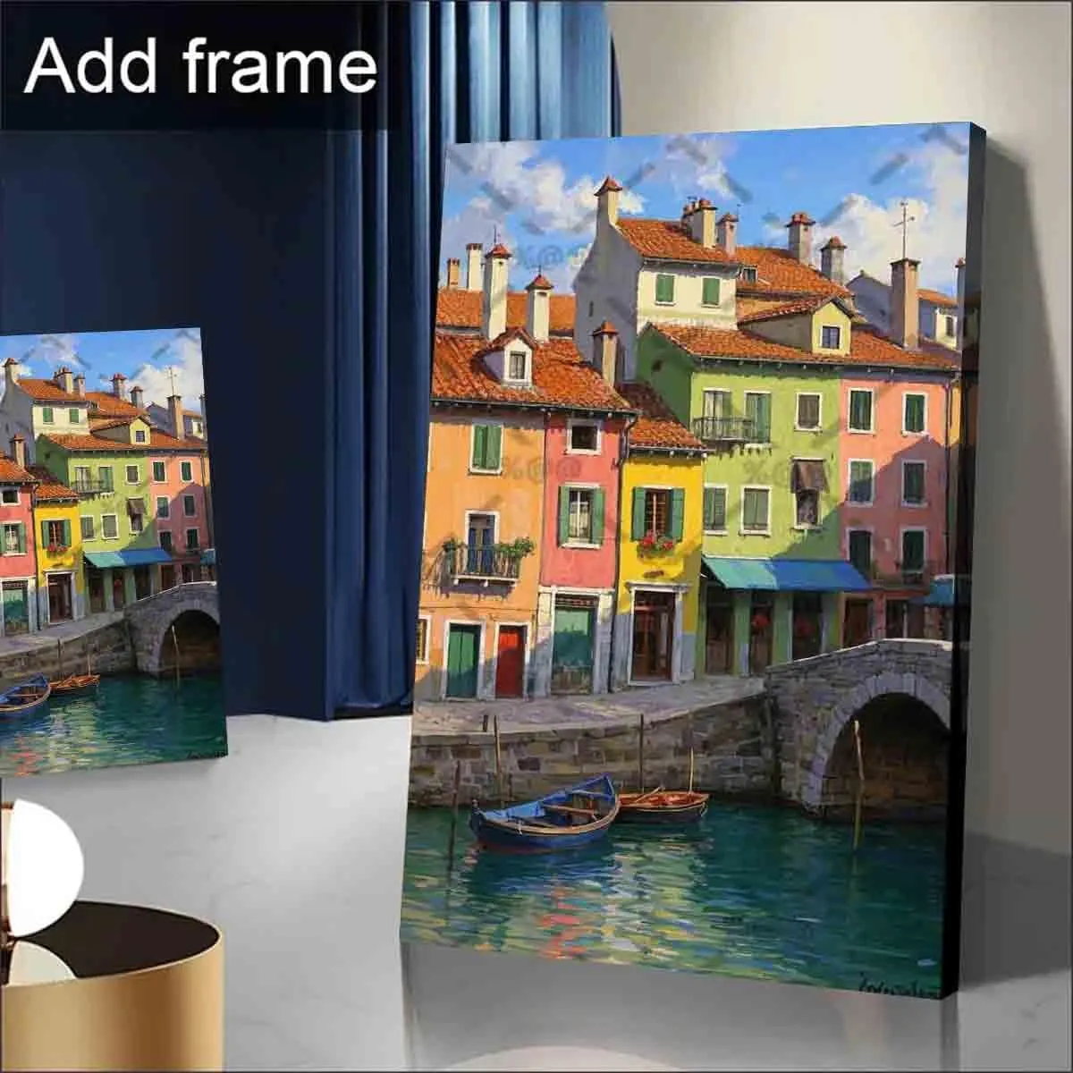 ZDWHGTF 24X16 Inch Wall Art Canvas Dock Boat Original Normandy Impressionism Wall Painting for Home Decor