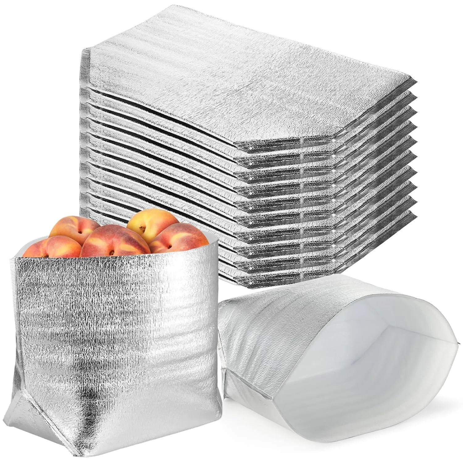 ZEAYEA 10 Pack Insulated Shipping Bags, 13.2" x 8.7" x 13.2" Thermal Box Liners for Frozen and Hot Food, Large Waterproof Reusable Insulation Bags for Shopping Bag Insulation Lining Camping Picnic