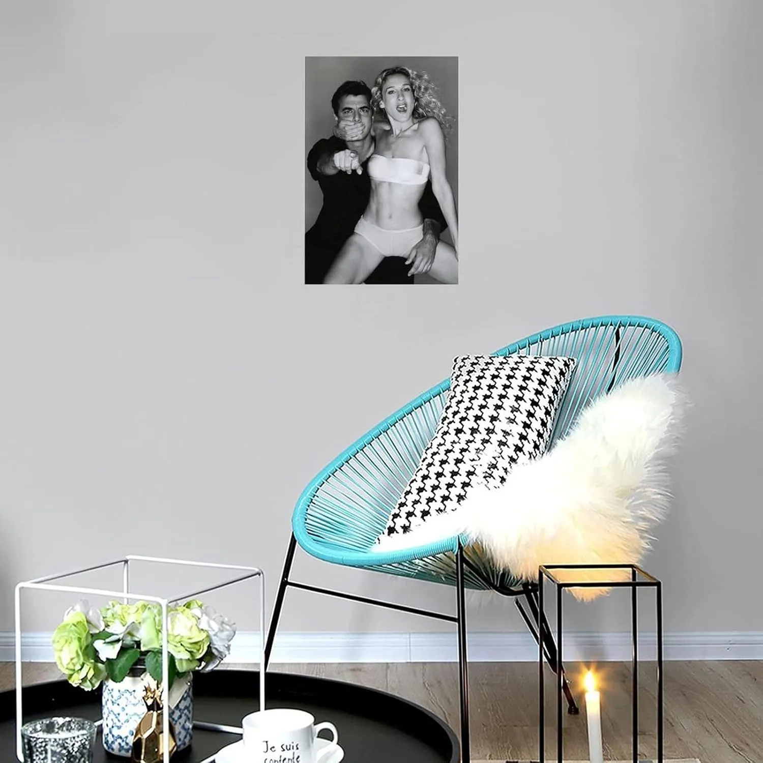 ZFASXZF Sex And The City Sarah Jessica Parker And Chris Noth Posing Black And White Poster (2) Canvas Art Wall Poster Printing Office Bedroom Aesthetic Poster Gift 16x24inch(40x60cm) Unframe-style