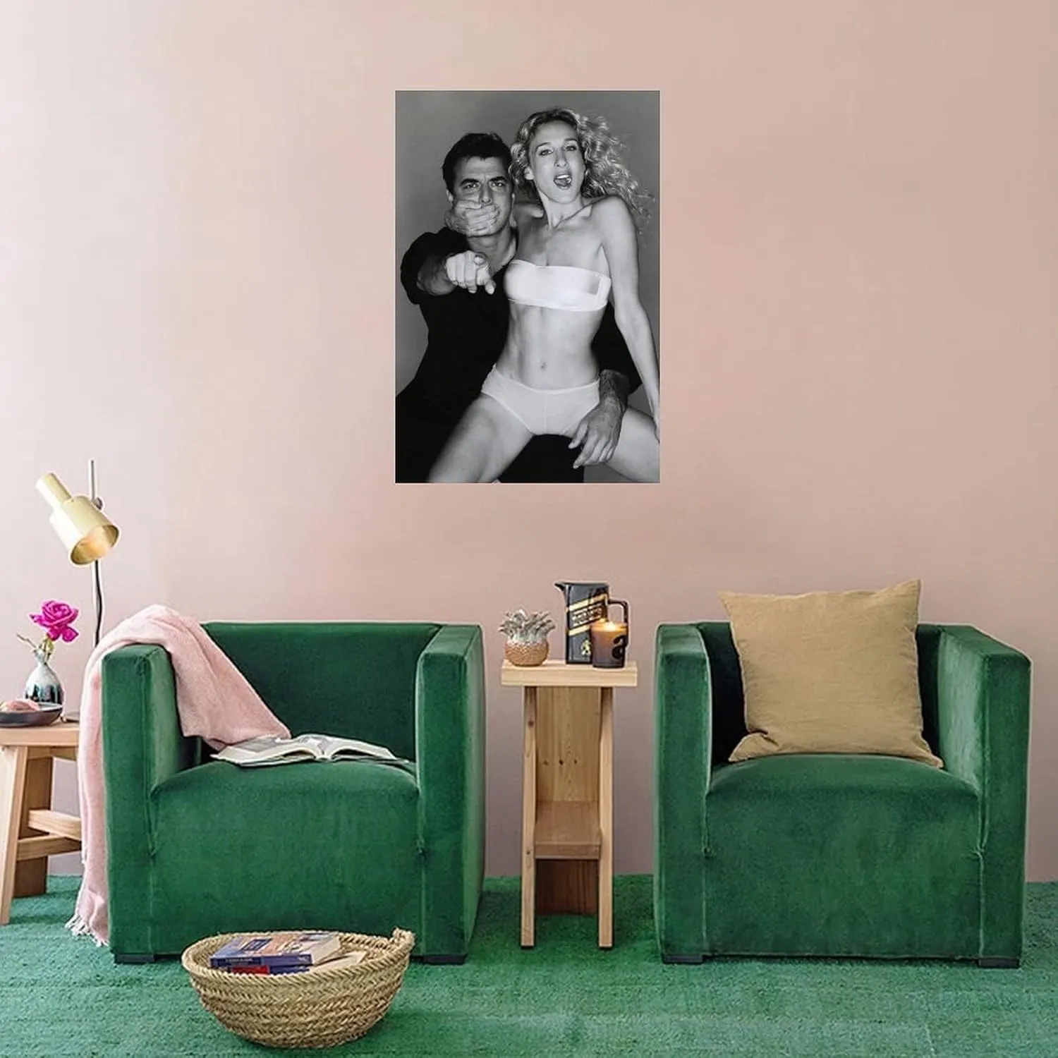 ZFASXZF Sex And The City Sarah Jessica Parker And Chris Noth Posing Black And White Poster (2) Canvas Art Wall Poster Printing Office Bedroom Aesthetic Poster Gift 16x24inch(40x60cm) Unframe-style