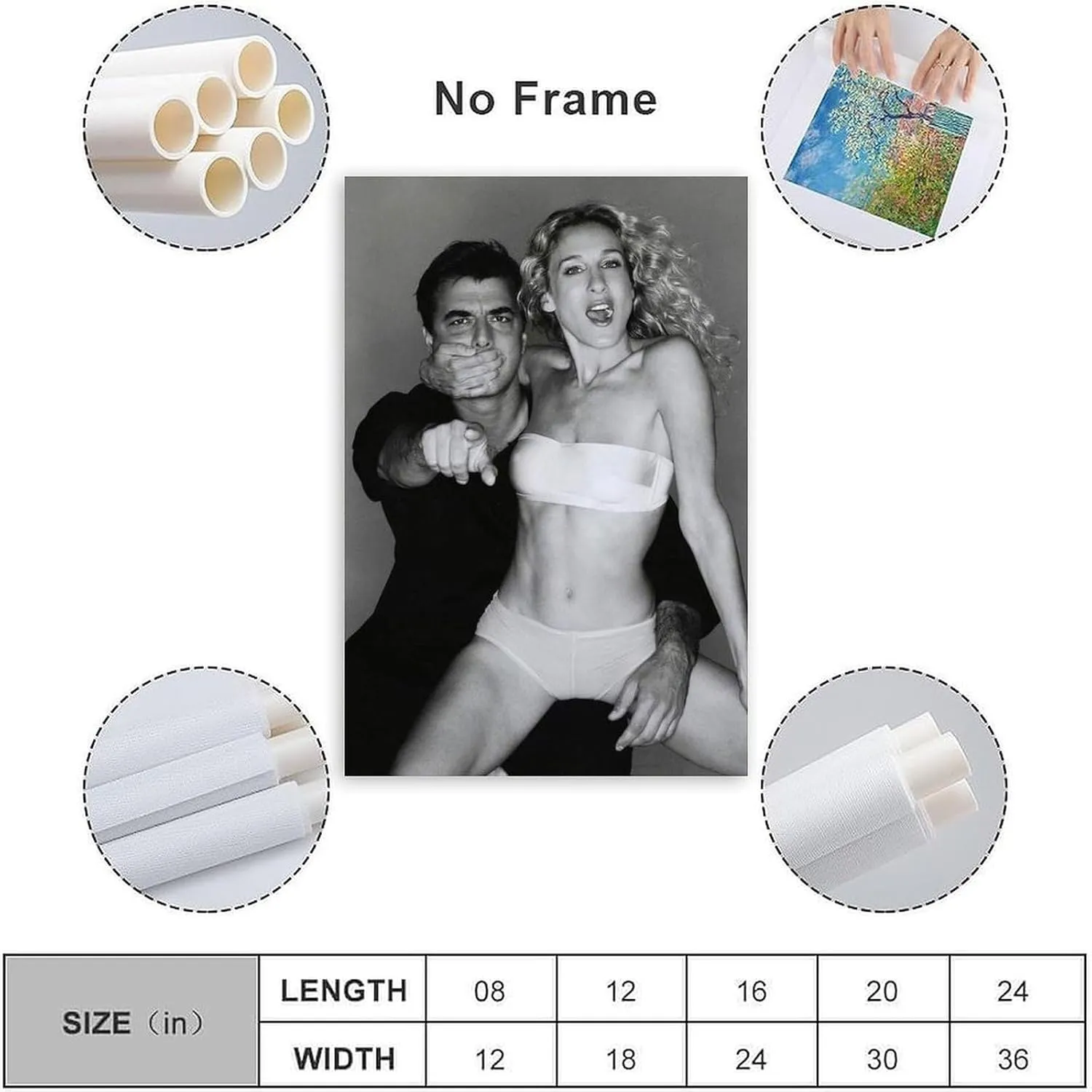 ZFASXZF Sex And The City Sarah Jessica Parker And Chris Noth Posing Black And White Poster (2) Canvas Art Wall Poster Printing Office Bedroom Aesthetic Poster Gift 16x24inch(40x60cm) Unframe-style