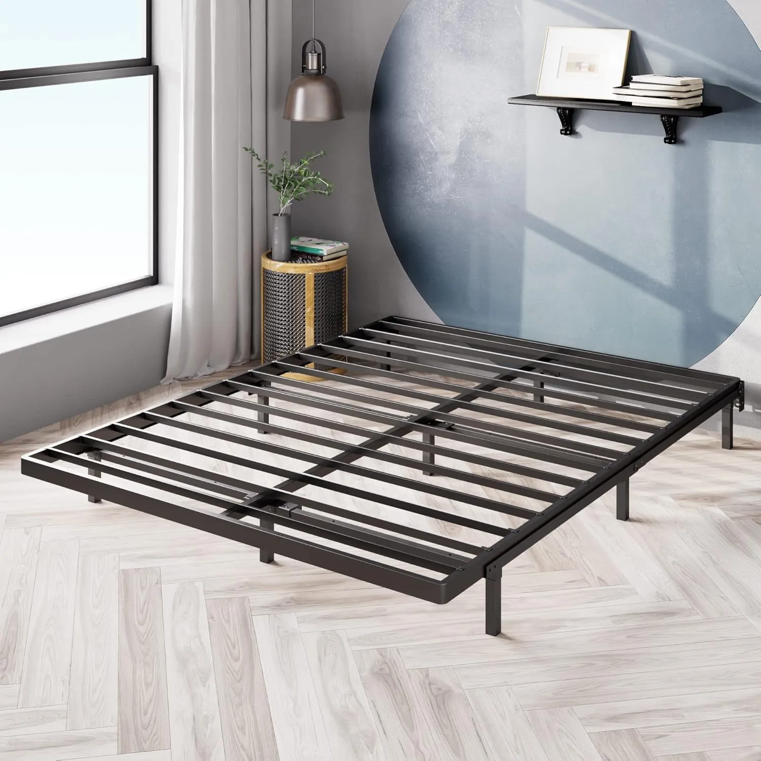 ZINUS Quick Lock Bunkie Board, Box Spring & Bed Slat Replacement, Metal Frame with Steel Slats, Easy Assembly, Queen