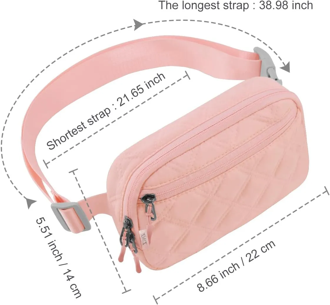 ZINZ Fanny Packs Waist Belt Bags for Travel and Daily Use, Crossbody Bum Hip Bag for Women and Men,Pink
