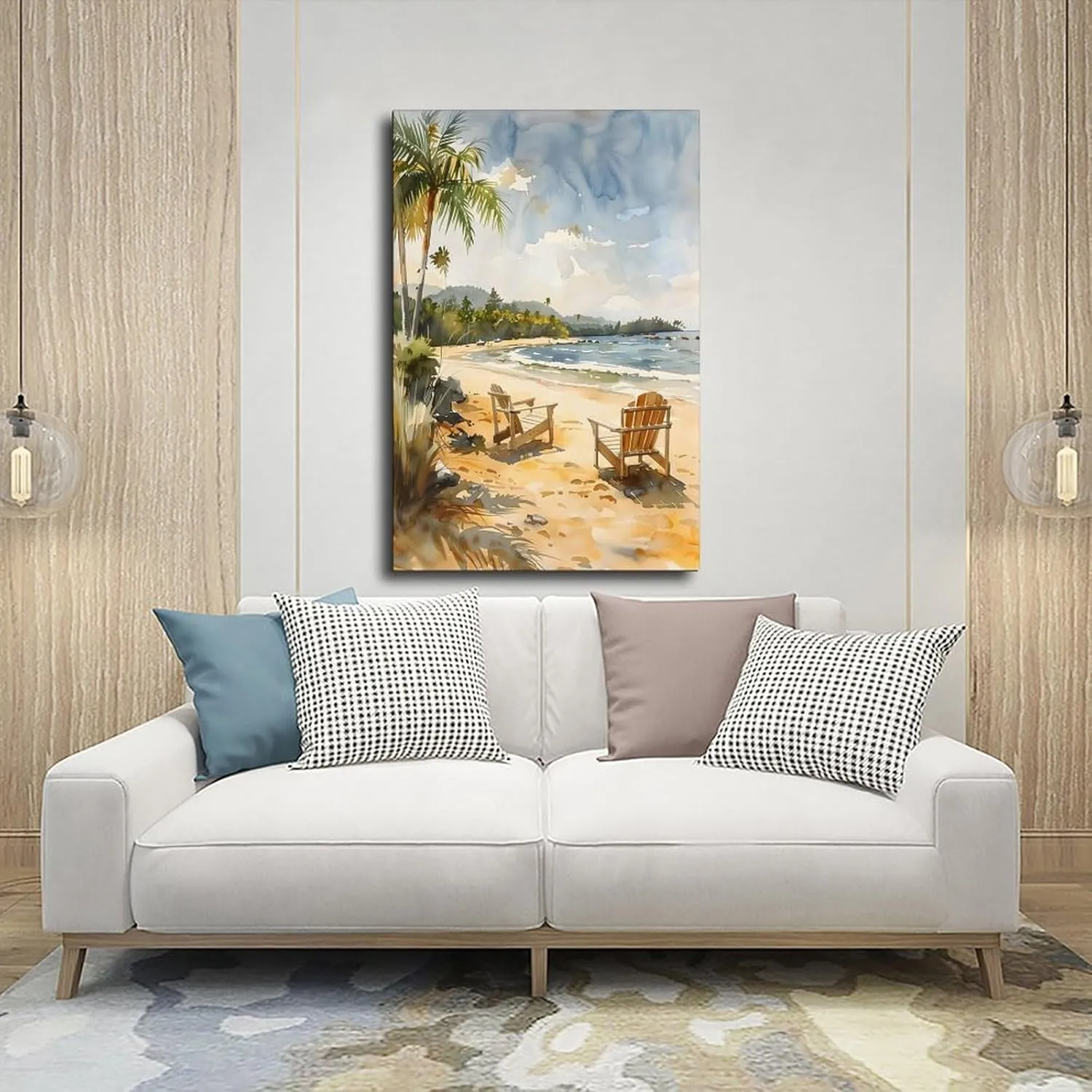 ZJLAMZ Noosa Main Beach Watercolor Painting Travel Print Wall Art Poster Home Décor Art Lovers Gift Australia Wall Art Canvas Poster Wall Art Print Frame 24x36inch(60x90cm)