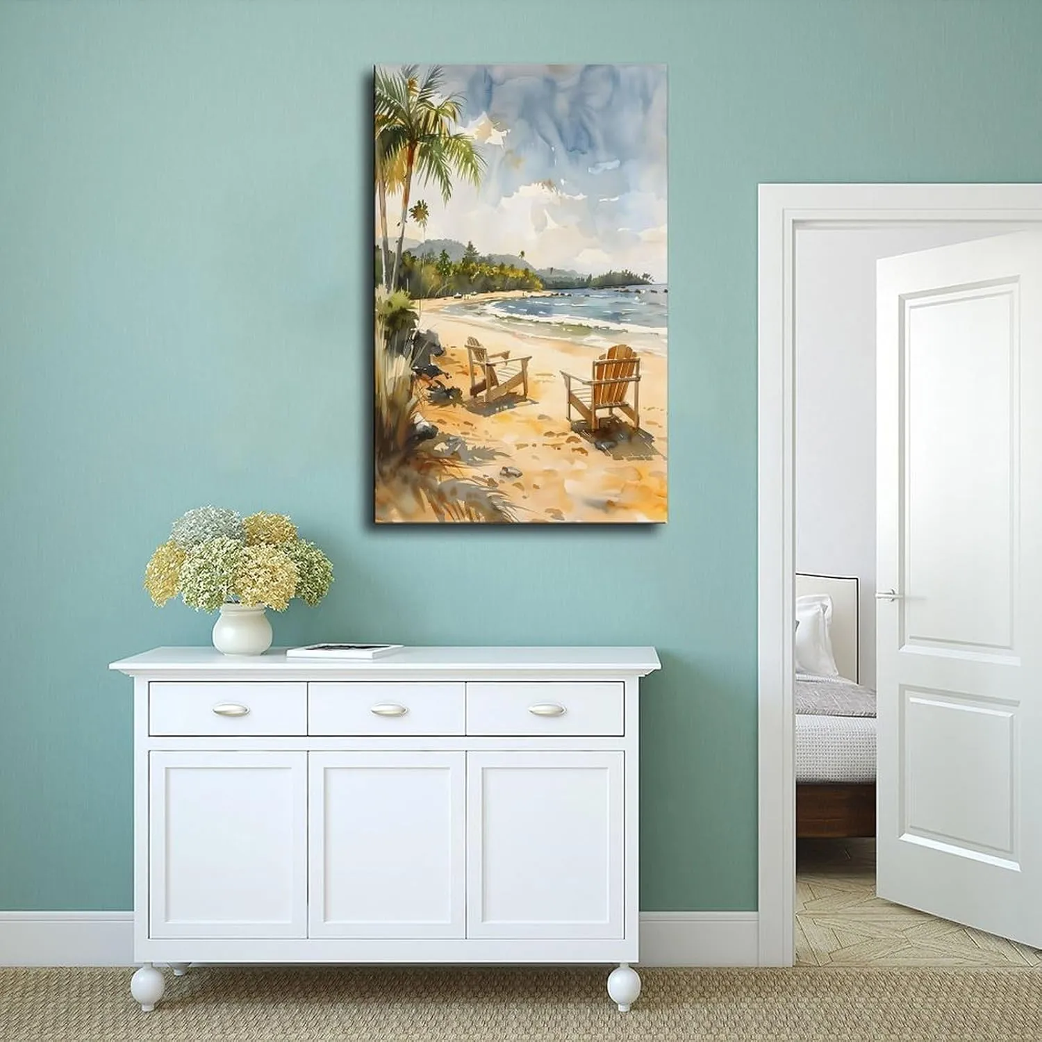 ZJLAMZ Noosa Main Beach Watercolor Painting Travel Print Wall Art Poster Home Décor Art Lovers Gift Australia Wall Art Canvas Poster Wall Art Print Frame 24x36inch(60x90cm)