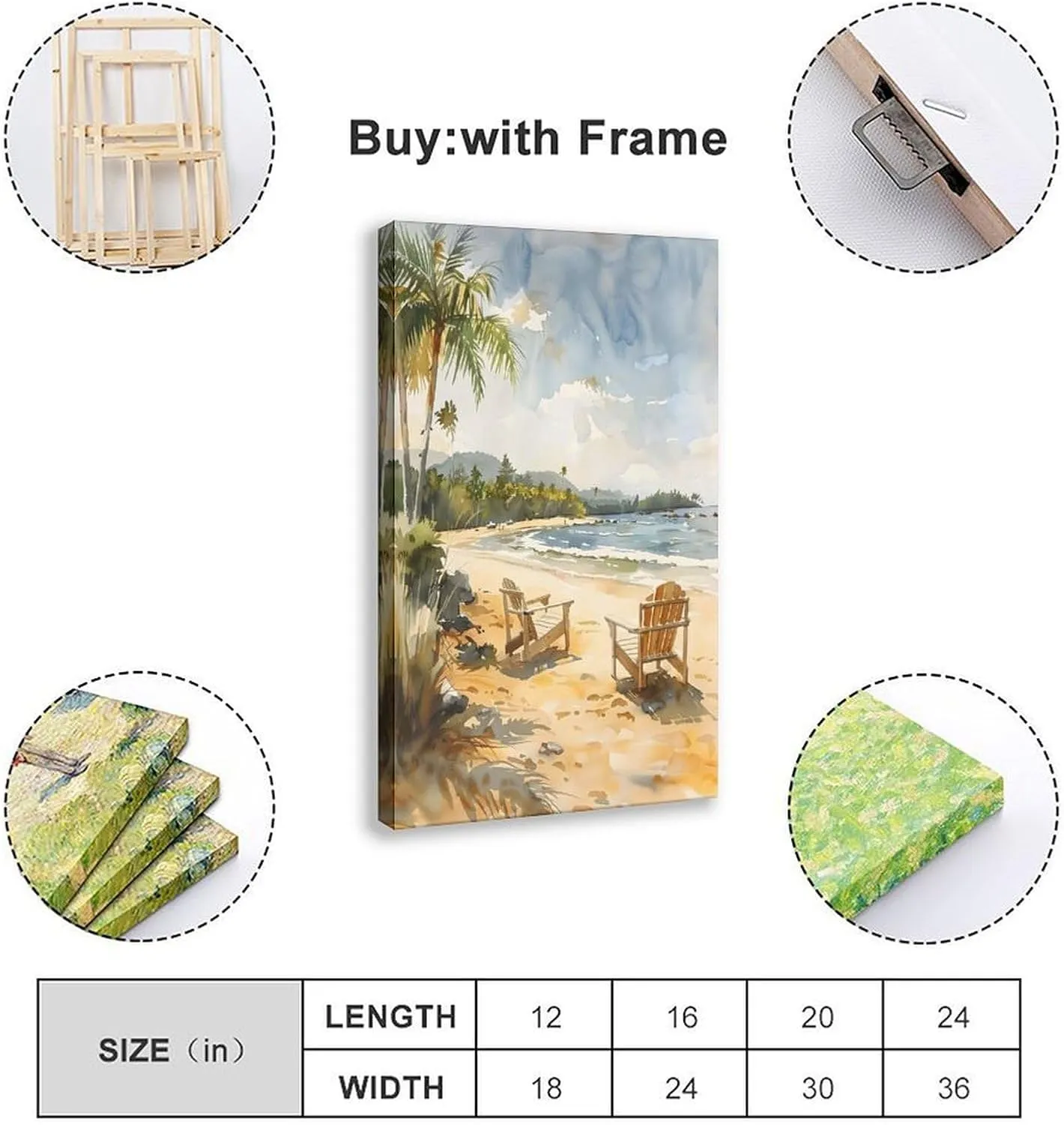 ZJLAMZ Noosa Main Beach Watercolor Painting Travel Print Wall Art Poster Home Décor Art Lovers Gift Australia Wall Art Canvas Poster Wall Art Print Frame 24x36inch(60x90cm)