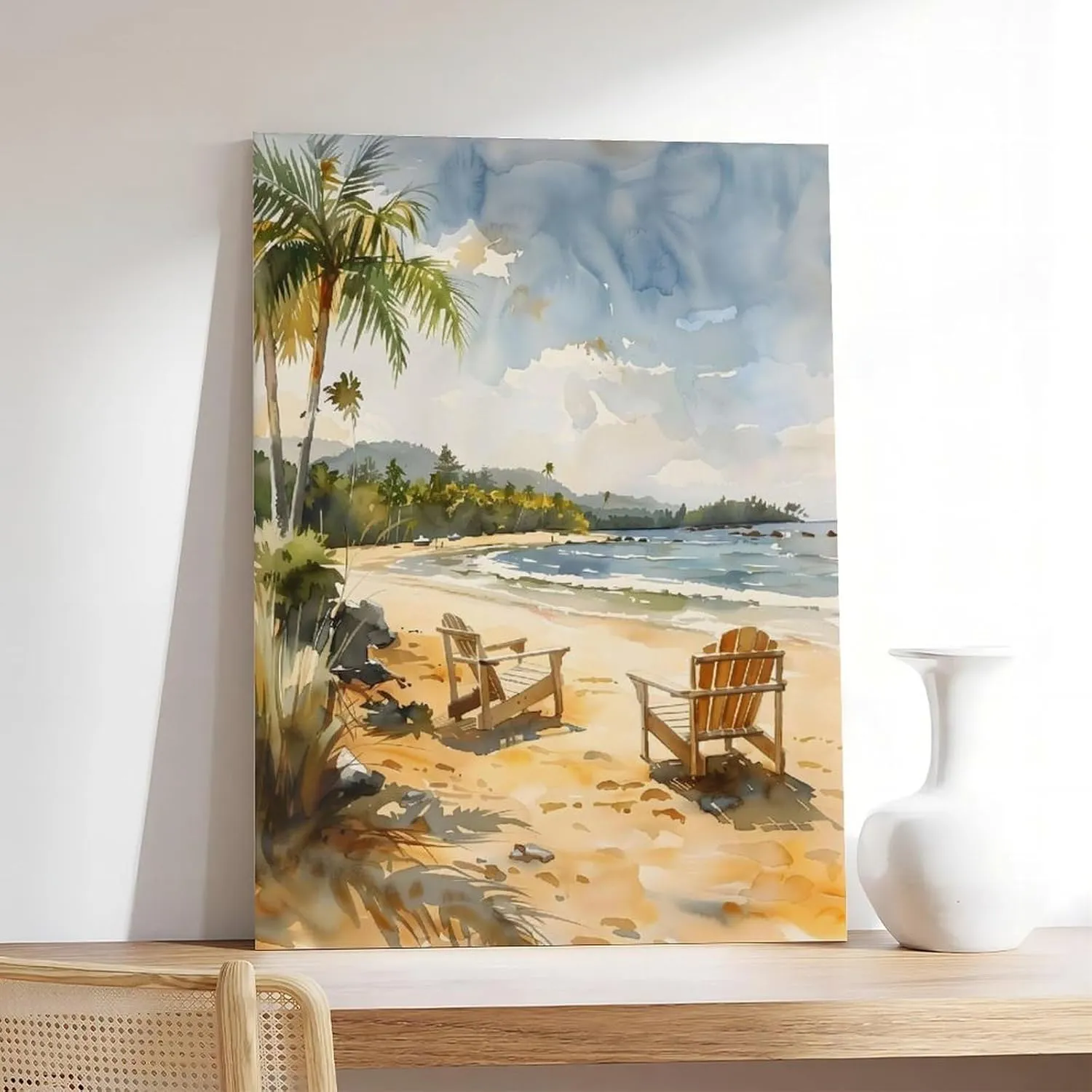 ZJLAMZ Noosa Main Beach Watercolor Painting Travel Print Wall Art Poster Home Décor Art Lovers Gift Australia Wall Art Canvas Poster Wall Art Print Frame 24x36inch(60x90cm)